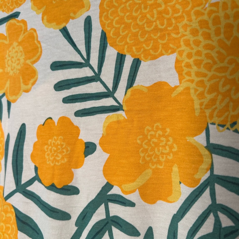 Tea Collection Wrap Neck Marigold Delight Yellow Floral Midi Dress cotton - Picture 11 of 12